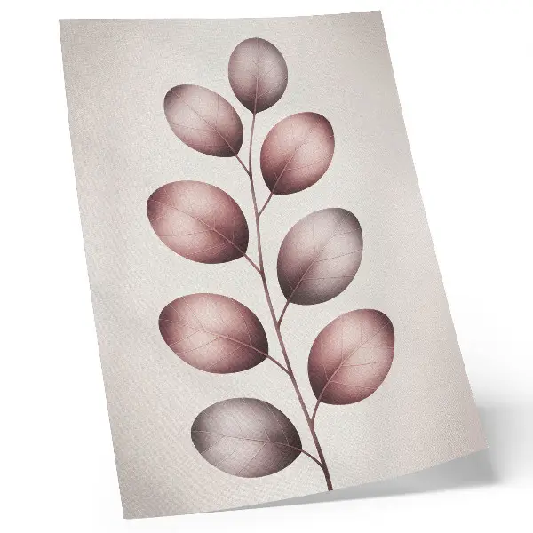 Plakatas šakelė su rožiniais lapais minimalizmo ir lengvumo stiliumi