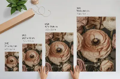 Plakatas pastelinės gėlės, atspindinčios eleganciją, harmoniją ir jausmingumą