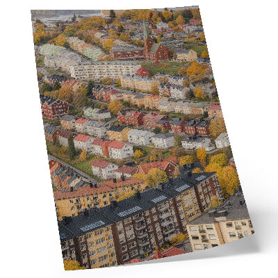 Sieninis plakatas Spalvingi pastatai vingiuotose gatvėse