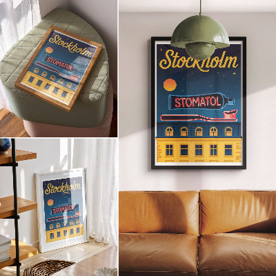 Plakatas svetainei Neoninis ženklas modernus statybinis naktinis šviestuvas