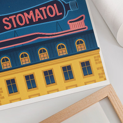 Plakatas svetainei Neoninis ženklas modernus statybinis naktinis šviestuvas
