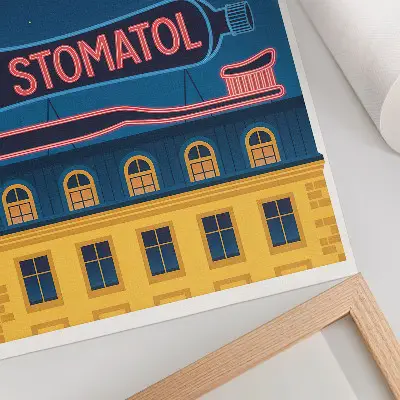 Modernus neoninis naktinis šviestuvas statybinio ženklo formos plakatas svetainei