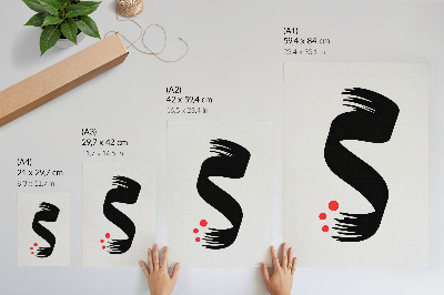 Sieninis plakatas Juoda forma raudonas apskritimas šviesus fonas