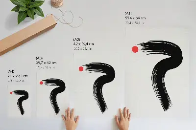 Plakatas svetainei raudonas apskritimas su juodu teptuko potėpiu