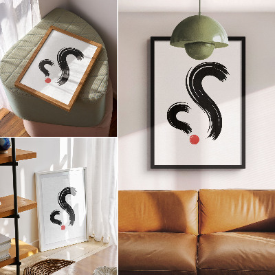 Plakatas Minimalistiniai kontrastai, dinamika, raudonas akcentas