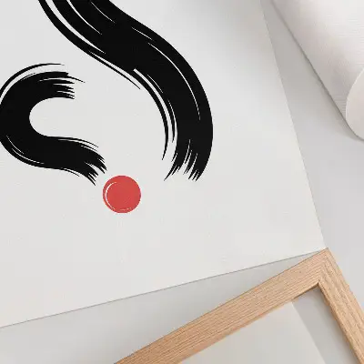 Plakatas minimalistiniai kontrastai su dinamikos elementais ir raudonu akcentu
