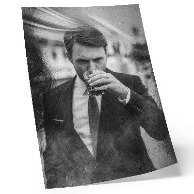 Plakatas juodai baltas elegantiškas portretas