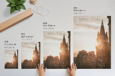 Plakatas Architektūra šiltų atspalvių saulėlydis