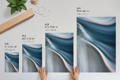 Sieninis plakatas Dinamiškos banguotos linijos vėsiuose mėlynos spalvos atspalviuose