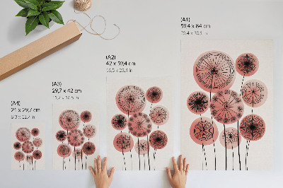 Plakatas Geometrinių apskritimų rožinis ir juodas minimalizmas