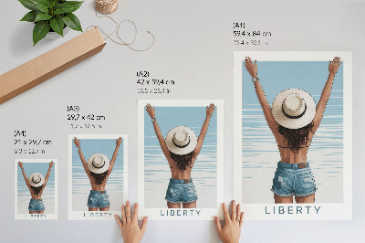 Plakatas svetainei Figūra su skrybėle laisvės dangaus fone