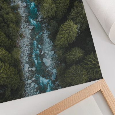 Sieninis plakatas Žaliojo miško upės gamtos harmonija