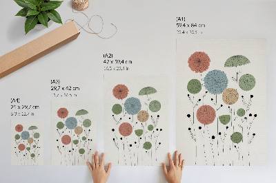 Plakatas Geometrinės gėlės pastelinių atspalvių modernūs