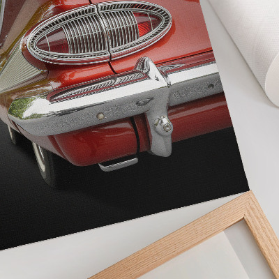 Plakatas svetainei Raudono automobilio chromo detalės retro stiliumi