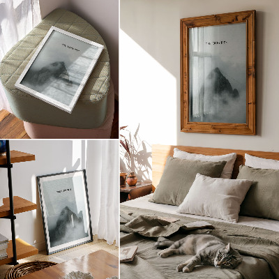 Sieninis plakatas Monochromatinė kalnų mistinė atmosfera, ramybė