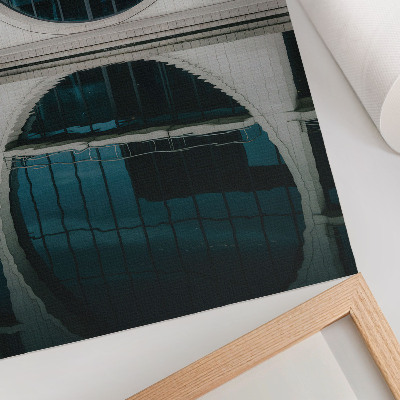 Dekoratyvinis plakatas Šiuolaikinės architektūros stiklo pastato atspindys