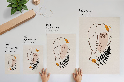 Sieninis plakatas Minimalistinis veidas su lapo elementu