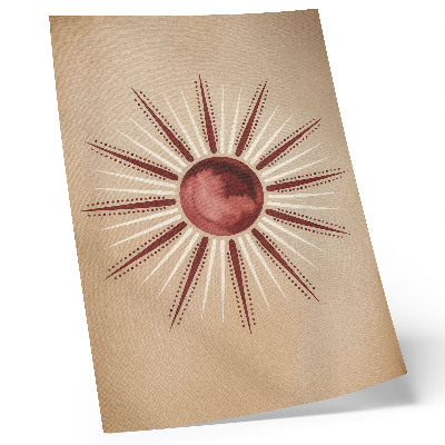Dekoratyvinis plakatas Boho stilius, spindinti saulė, šilti tonai