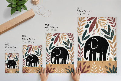 Plakatas svetainei Dramblys tarp lapų, gamtos elegancija, paprastumas