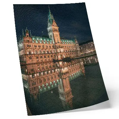 Sieninis plakatas klasikinė architektūra vakaro šviesoje