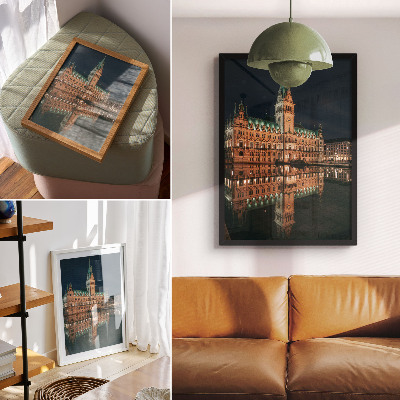 Sieninis plakatas Klasikinė architektūra atspindėjo vakaro šviesą