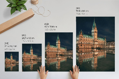 Sieninis plakatas Klasikinė architektūra atspindėjo vakaro šviesą