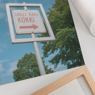 Sieninis plakatas Balta lenta prieš mėlyną dangų