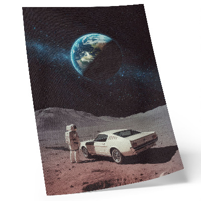 Plakatas Astronautas Mėnulyje, automobilis, Žemė, žvaigždės