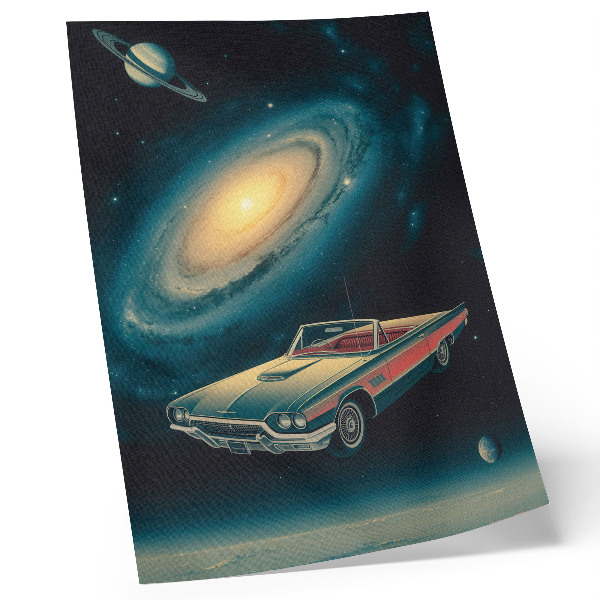 Dekoratyvinis plakatas Automobilis kosmose – fantastiškas derinys