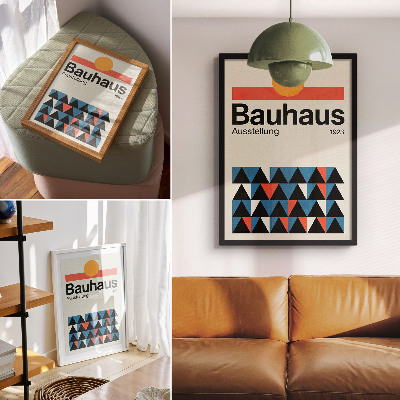 Plakatas Bauhaus grafika su oranžiniu akcentu