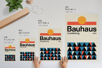 Plakatas Bauhaus grafika su oranžiniu akcentu