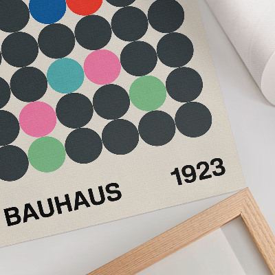 Sieninis plakatas Geometriniai juodi apskritimai, ryškios spalvos, Bauhaus įkvėpimas