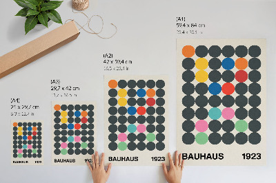 Sieninis plakatas Geometriniai juodi apskritimai, ryškios spalvos, Bauhaus įkvėpimas