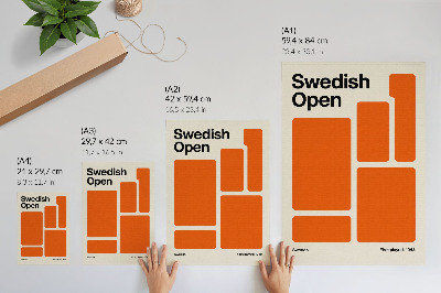 Plakatas svetainei Oranžiniai stačiakampiai kreminiame fone