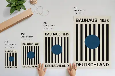 Dekoratyvinis plakatas juodos linijos smėlio spalvos fone su tamsiai mėlynais modernaus stiliaus akcentais