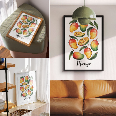 Plakatas svetainei Egzotiškų mango žalių lapų iliustracijos stilius