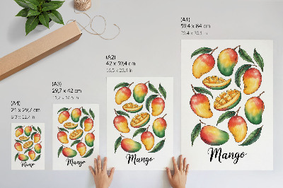 Plakatas svetainei Egzotiškų mango žalių lapų iliustracijos stilius