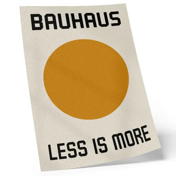 Plakatas svetainei minimalistinis apskritimas su kreminiu Bauhaus stiliaus fonu