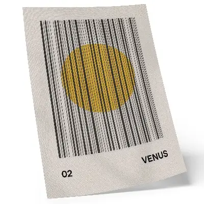 Sieninis plakatas kontrastingos linijos geltoname apskritime op meno stiliaus