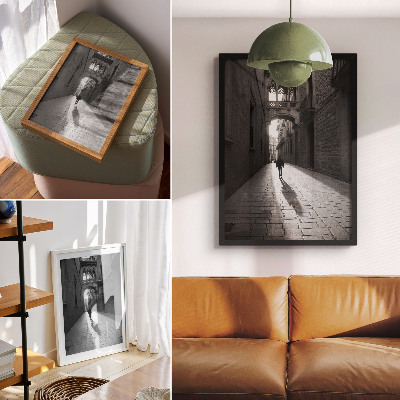 Plakatas svetainei Juodai balta gatvės su architektūra fotografija