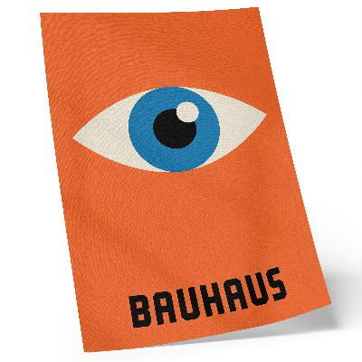 Plakatas Akis geometrinėse figūrose oranžiniame fone