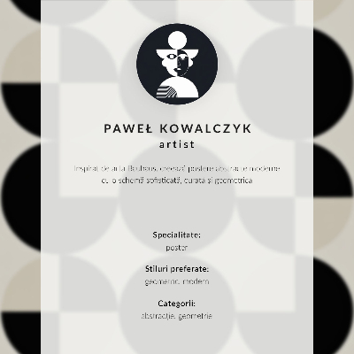 Plakatas Akis geometrinėse figūrose oranžiniame fone
