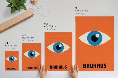 Plakatas Akis geometrinėse figūrose oranžiniame fone