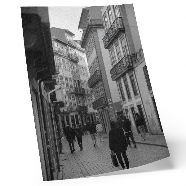 Dekoratyvinis plakatas Gatvės juodai balta architektūra, žmonės