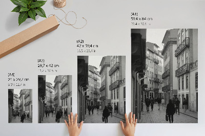 Dekoratyvinis plakatas Gatvės juodai balta architektūra, žmonės