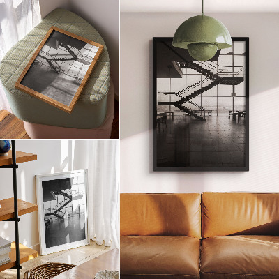 Sieninis plakatas Modernūs laiptai su geometriniu elegantiškumu