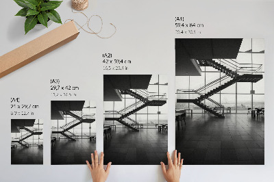 Sieninis plakatas Modernūs laiptai su geometriniu elegantiškumu