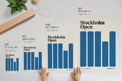 Plakatas svetainei Minimalistinė grafika su mėlynais stačiakampiais