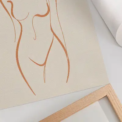 Plakatas minimalistinė moters kontūro kompozicija