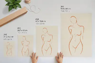 Plakatas minimalistinė moters kontūro kompozicija